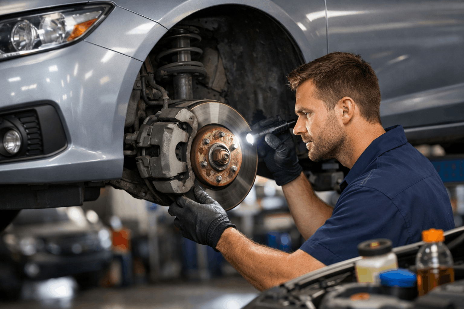 Brake inspection during pink slip safety check