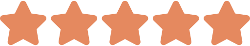 Five orange stars in a row indicating a five-star rating.